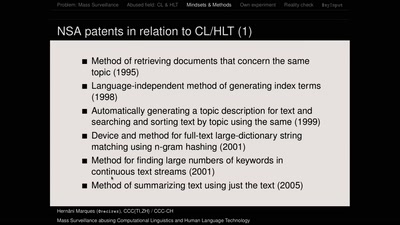 Mass Surveillance abusing Computational Linguistics and Human Language Technology